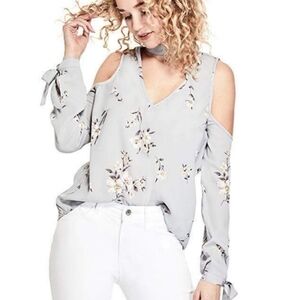 New GUESS Mary Floral Print Cutout Top SZ XS
